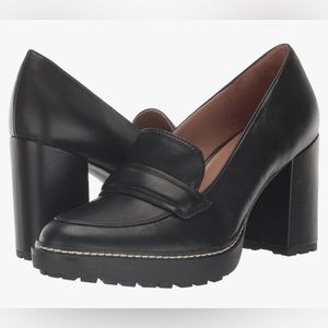NEW Naturalizer Women's Dabney Slip on Heeled Loafer Pump 8.5W Smooth Black